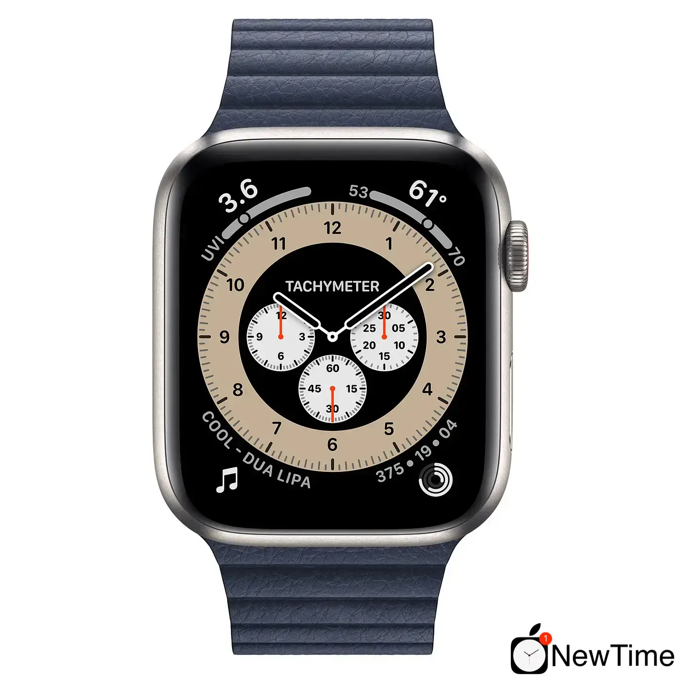 Apple Watch Edition Series 6 GPS + Cellular 44mm Titanium Case with M/L Light Gray Sport Band (M0H23) + Apple Diver Blue Leather Loop - Large (MGXD3)